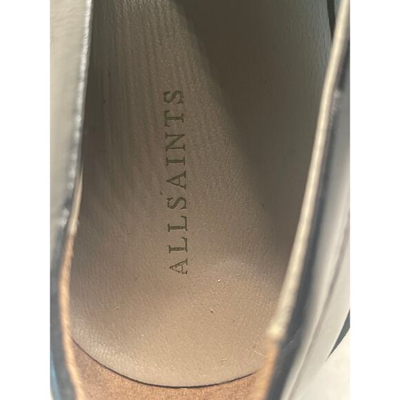 AllSaints Lola WF0052Z Penny Loafers Women 8 Black Leather Slip On Shoes WF0052Z - Picture 8 of 10